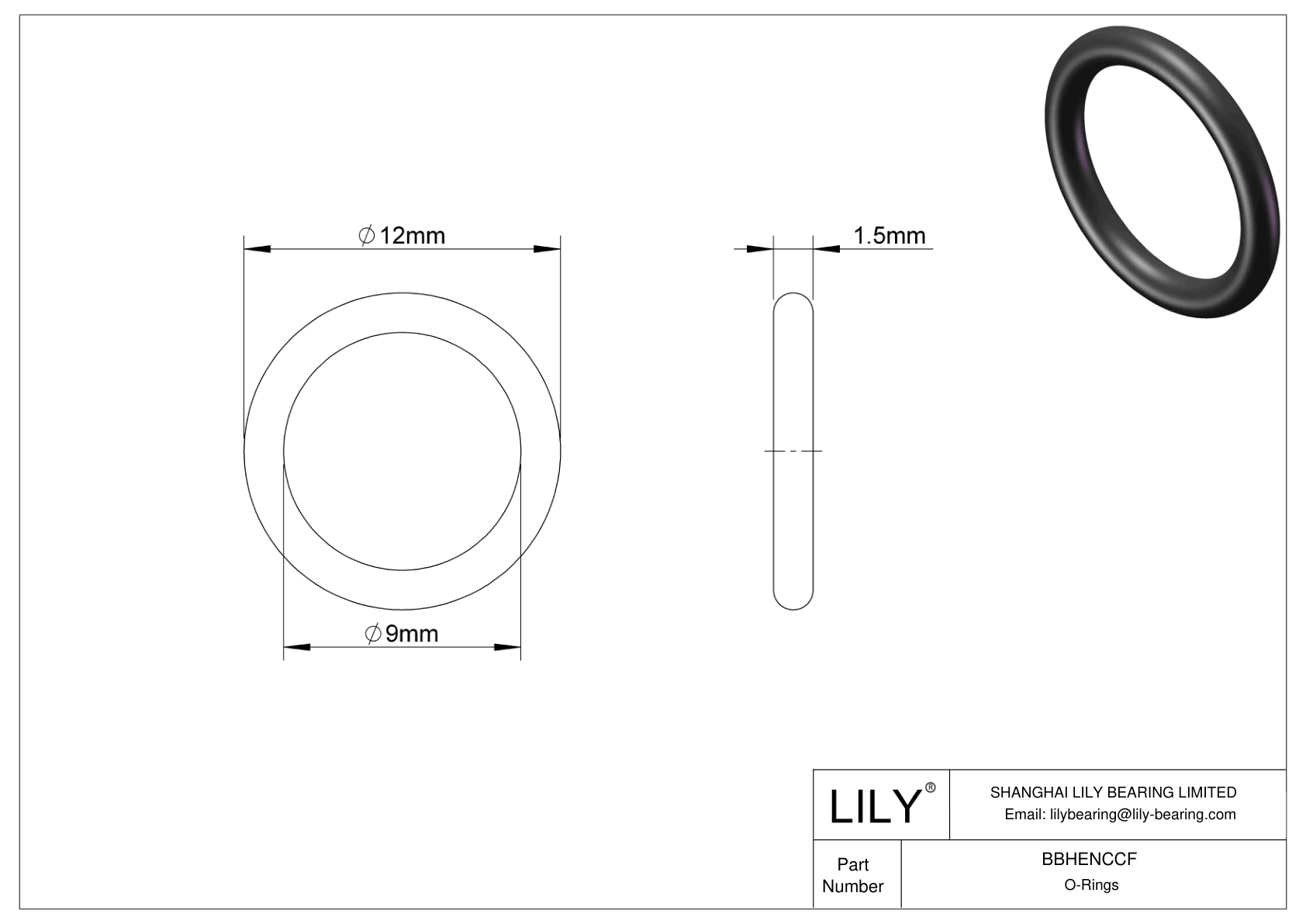 BBHENCCF Oil Resistant O-Rings Round cad drawing