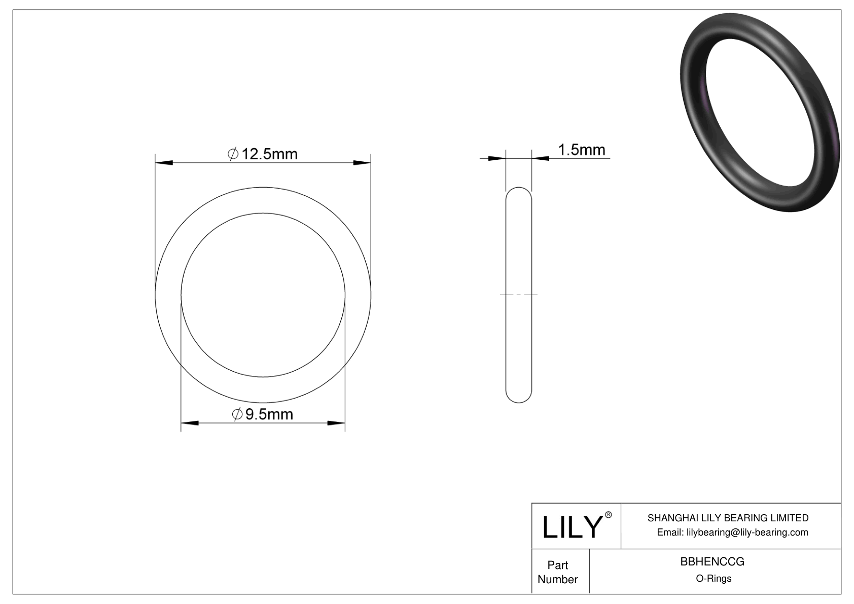 BBHENCCG Oil Resistant O-Rings Round cad drawing