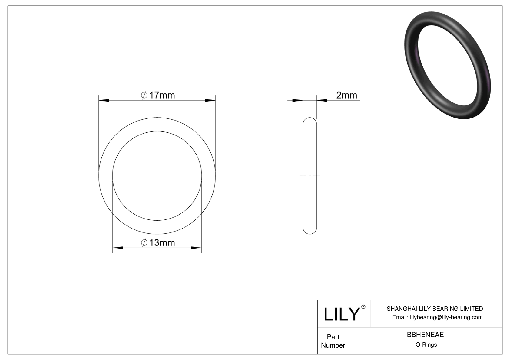 BBHENEAE Oil Resistant O-Rings Round cad drawing