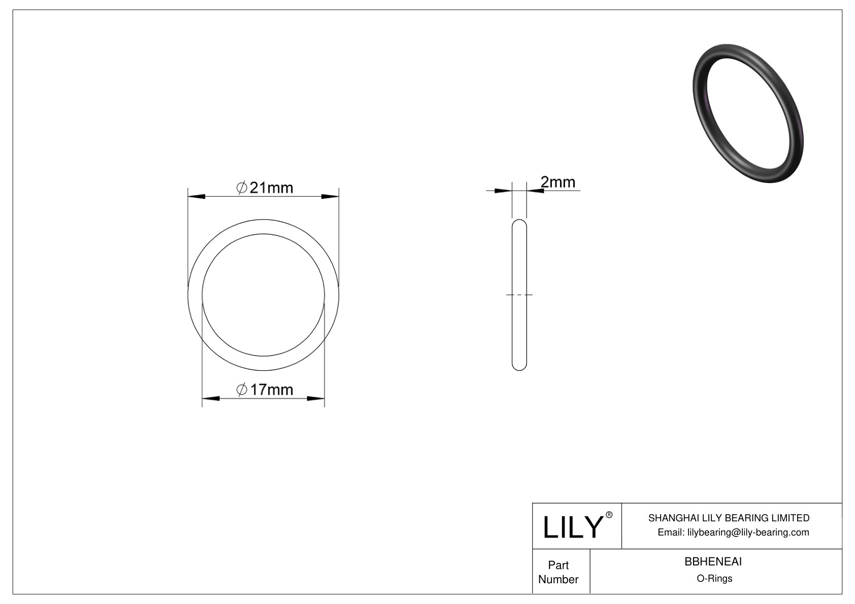 BBHENEAI Oil Resistant O-Rings Round cad drawing
