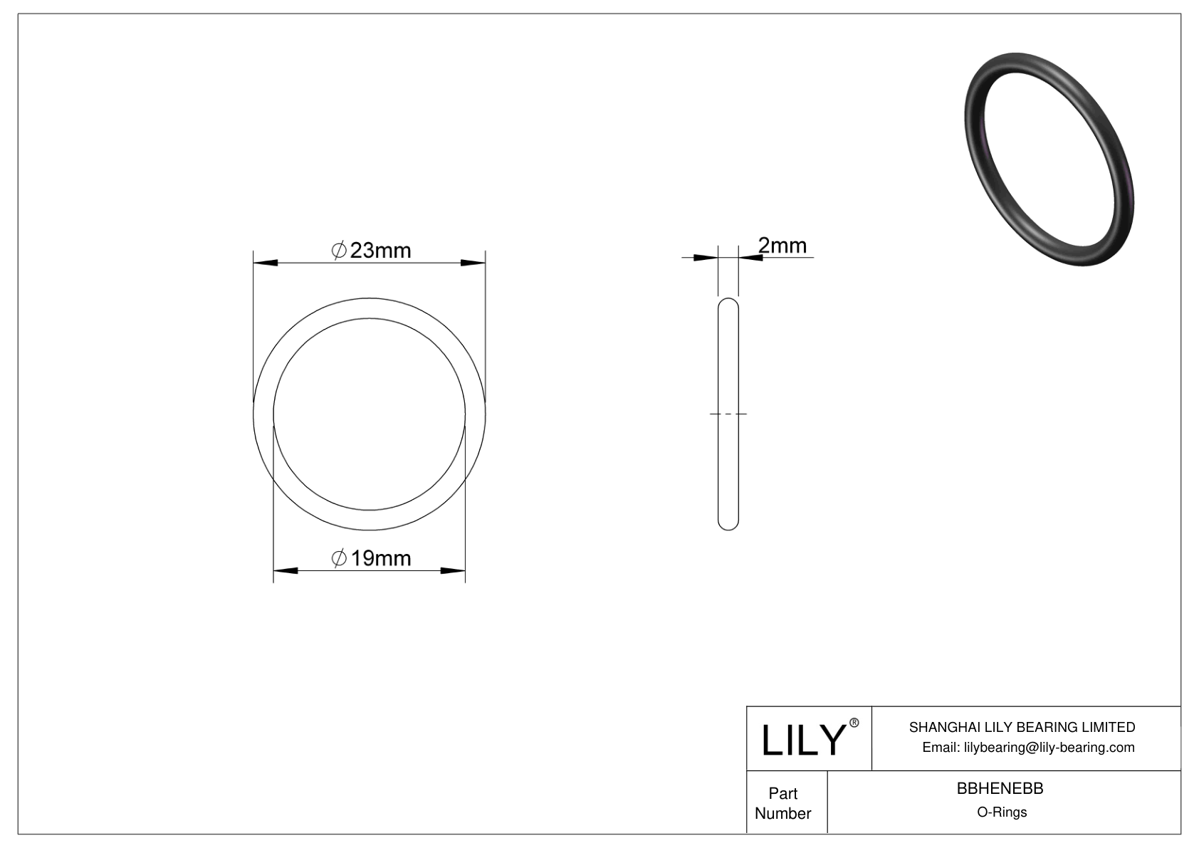 BBHENEBB Oil Resistant O-Rings Round cad drawing