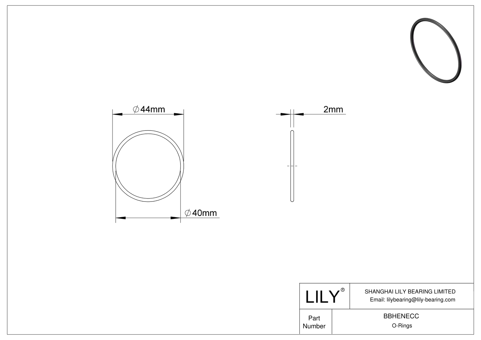 BBHENECC Oil Resistant O-Rings Round cad drawing