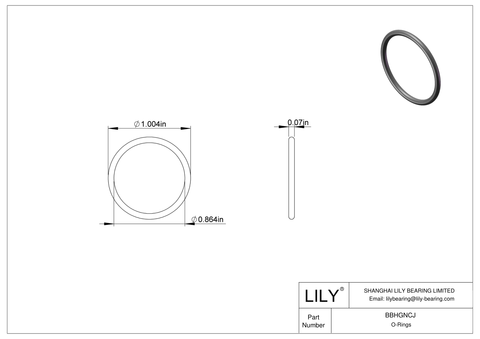 BBHGNCJ Oil Resistant O-Rings Round cad drawing