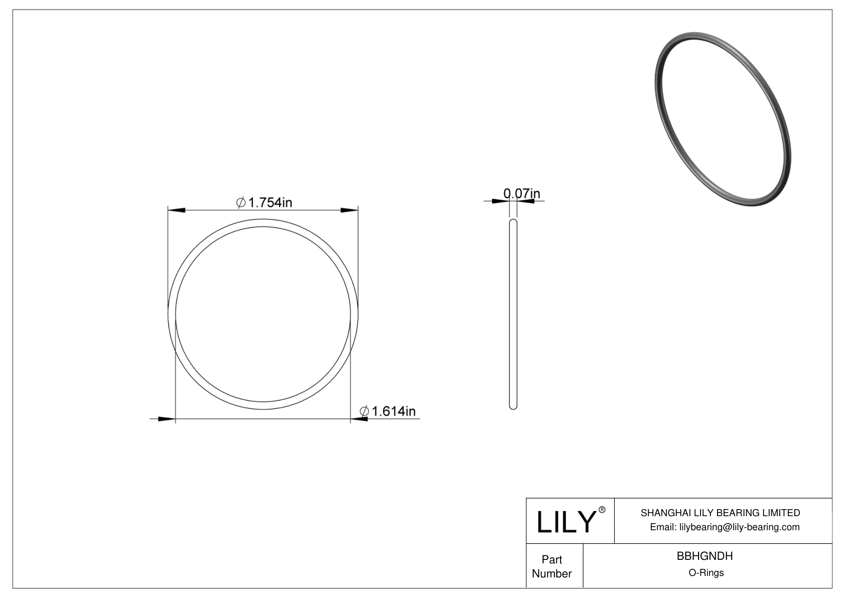 BBHGNDH Oil Resistant O-Rings Round cad drawing