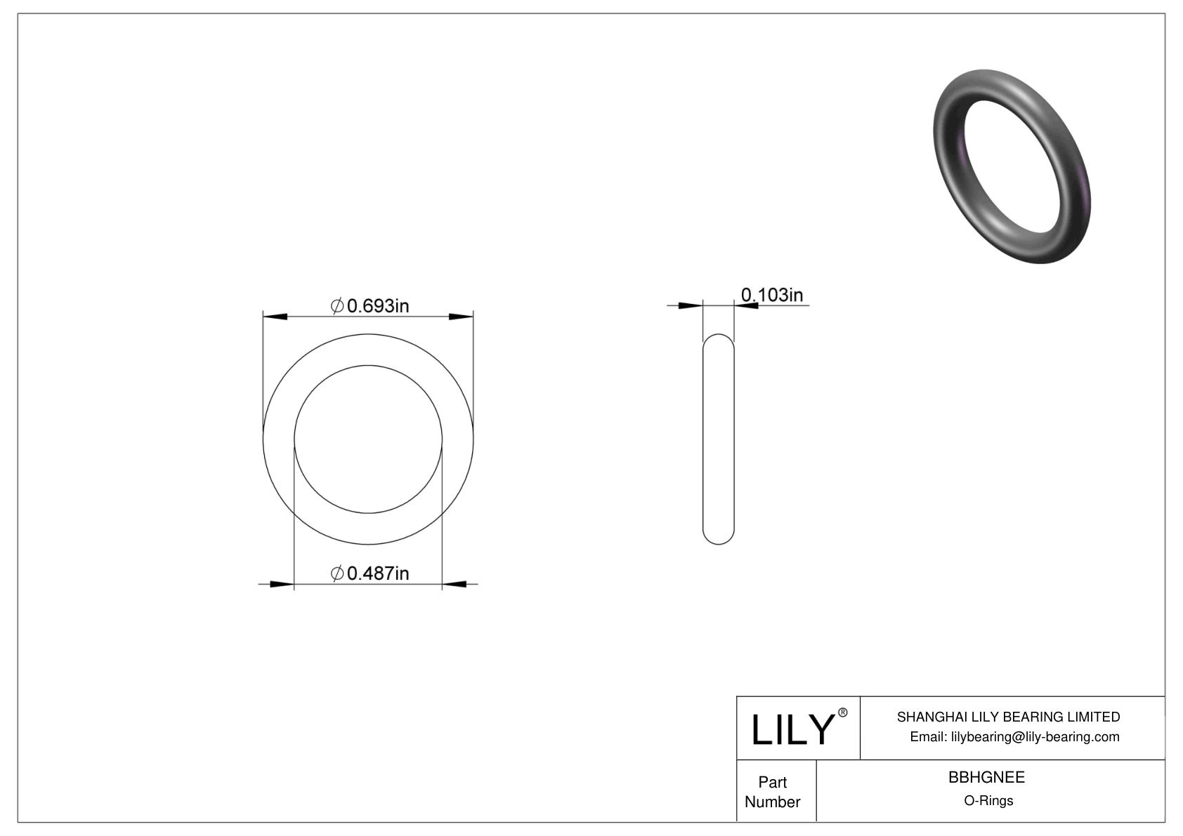 BBHGNEE Oil Resistant O-Rings Round cad drawing