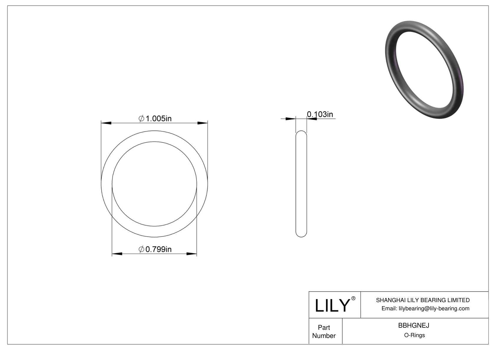 BBHGNEJ Oil Resistant O-Rings Round cad drawing