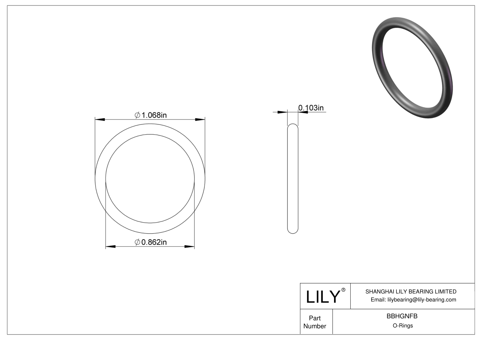 BBHGNFB Oil Resistant O-Rings Round cad drawing