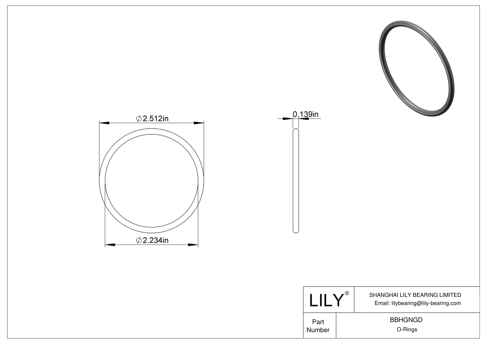 BBHGNGD Oil Resistant O-Rings Round cad drawing