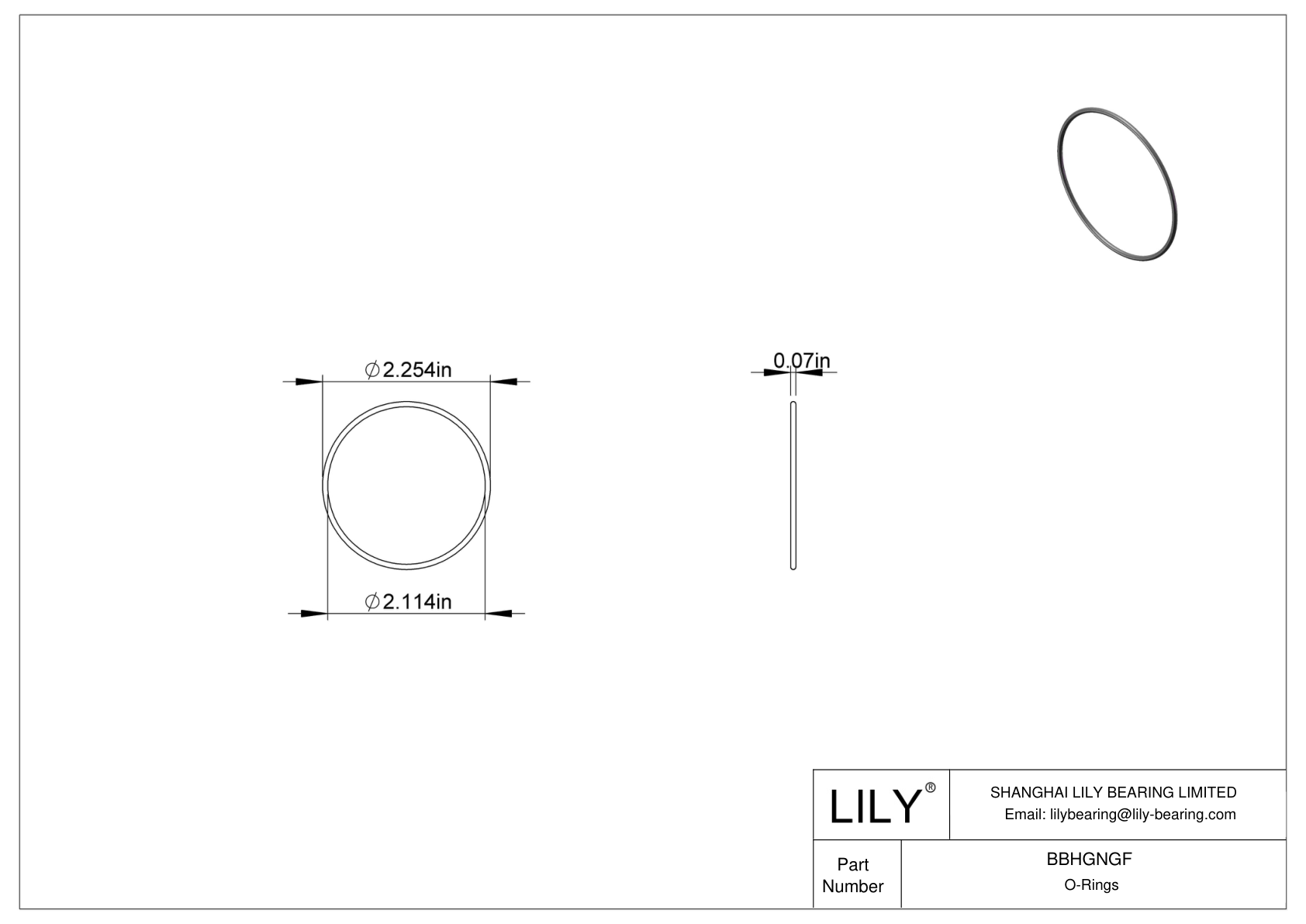 BBHGNGF Oil Resistant O-Rings Round cad drawing