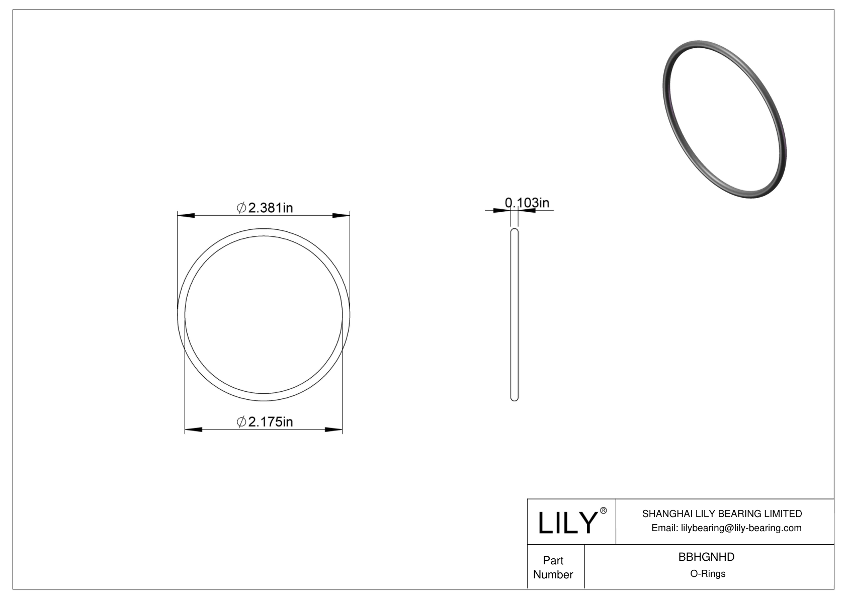 BBHGNHD Oil Resistant O-Rings Round cad drawing