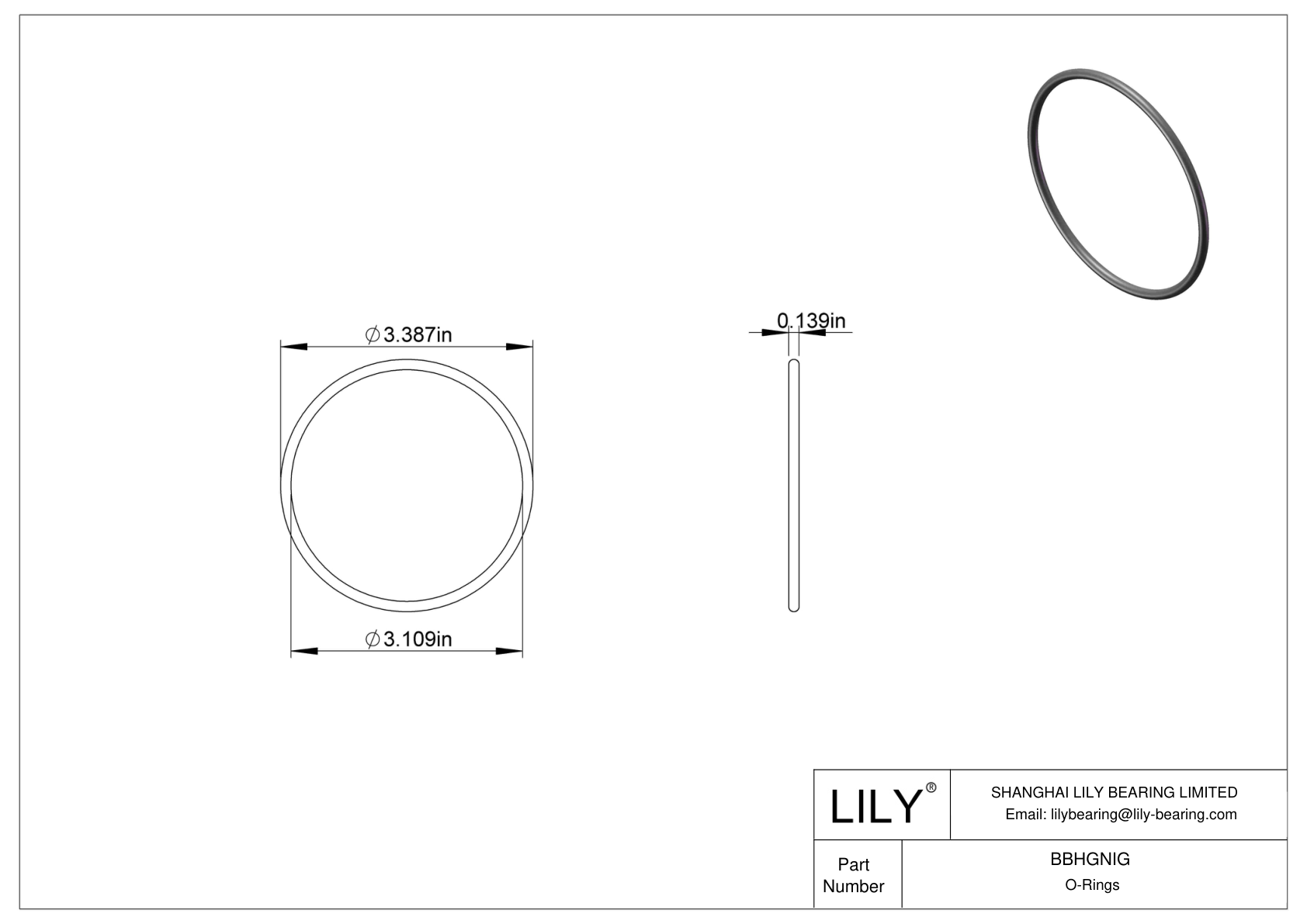 BBHGNIG Oil Resistant O-Rings Round cad drawing