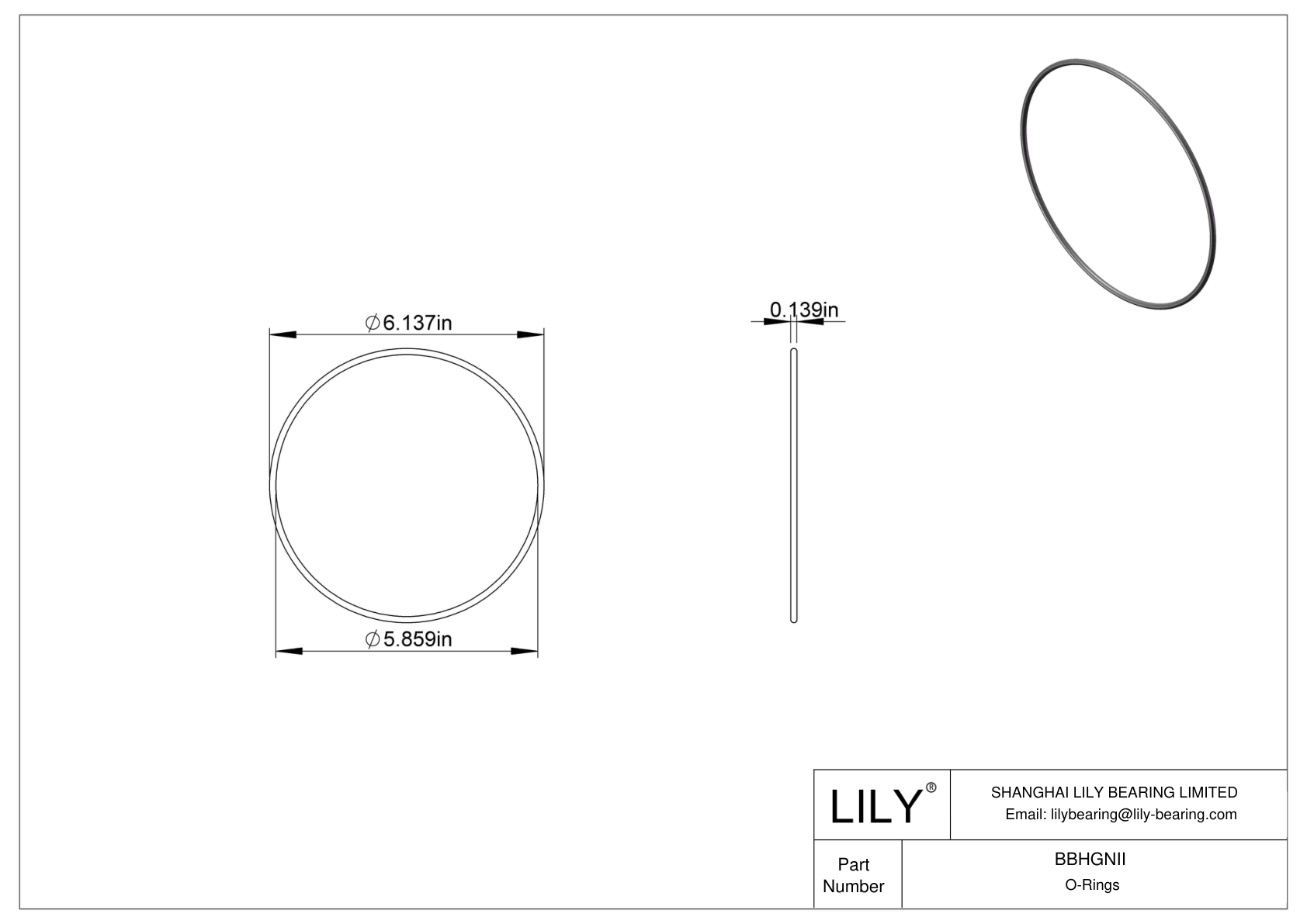 BBHGNII Oil Resistant O-Rings Round cad drawing