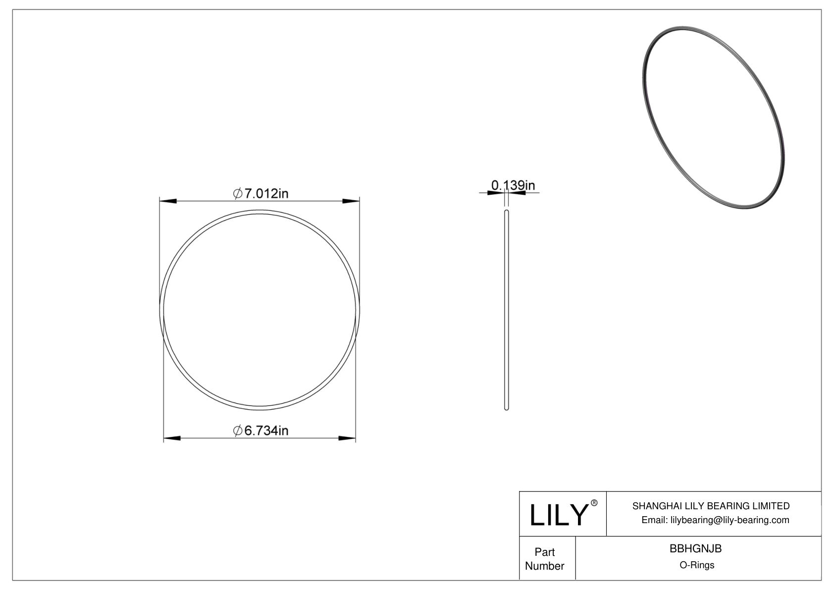 BBHGNJB Oil Resistant O-Rings Round cad drawing