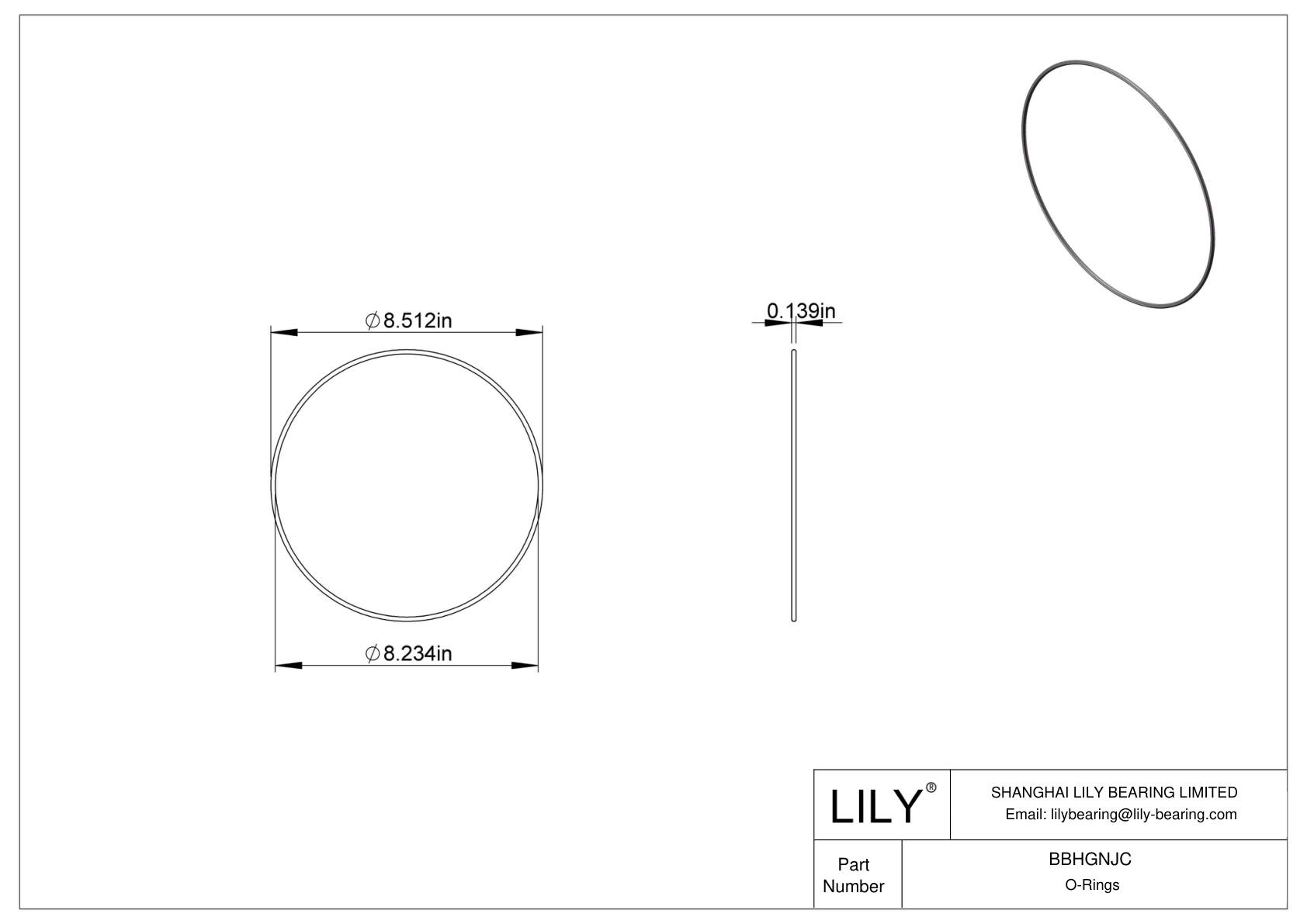 BBHGNJC Oil Resistant O-Rings Round cad drawing