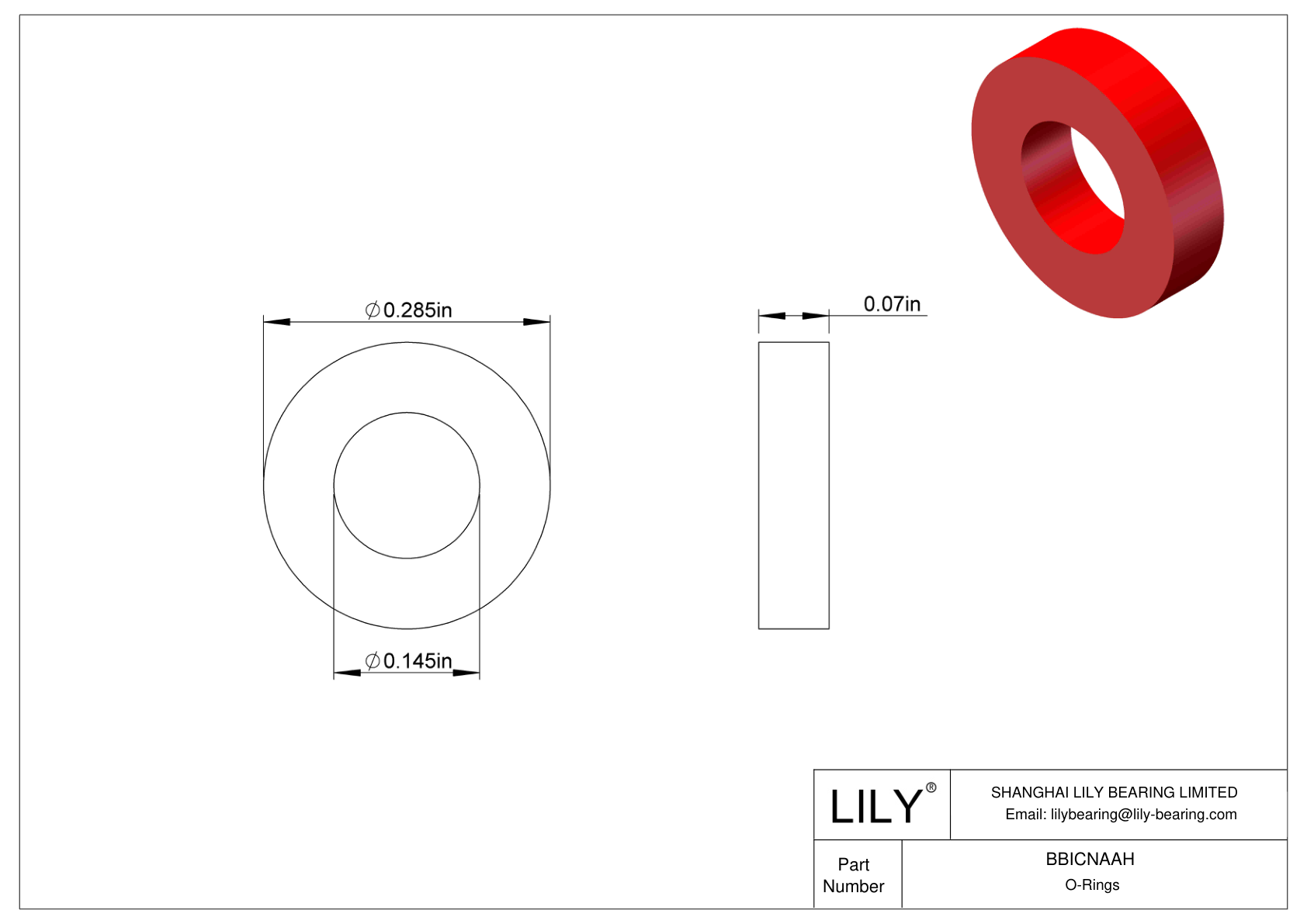 BBICNAAH High Temperature O-Rings Square cad drawing