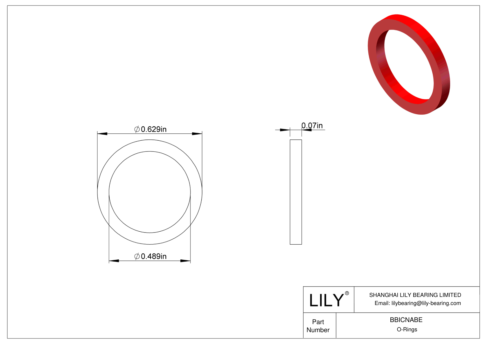 BBICNABE High Temperature O-Rings Square cad drawing