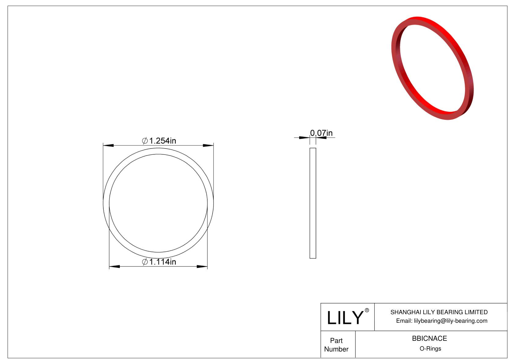 BBICNACE High Temperature O-Rings Square cad drawing