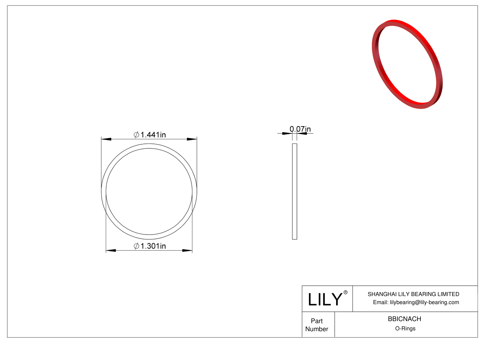 BBICNACH High Temperature O-Rings Square cad drawing