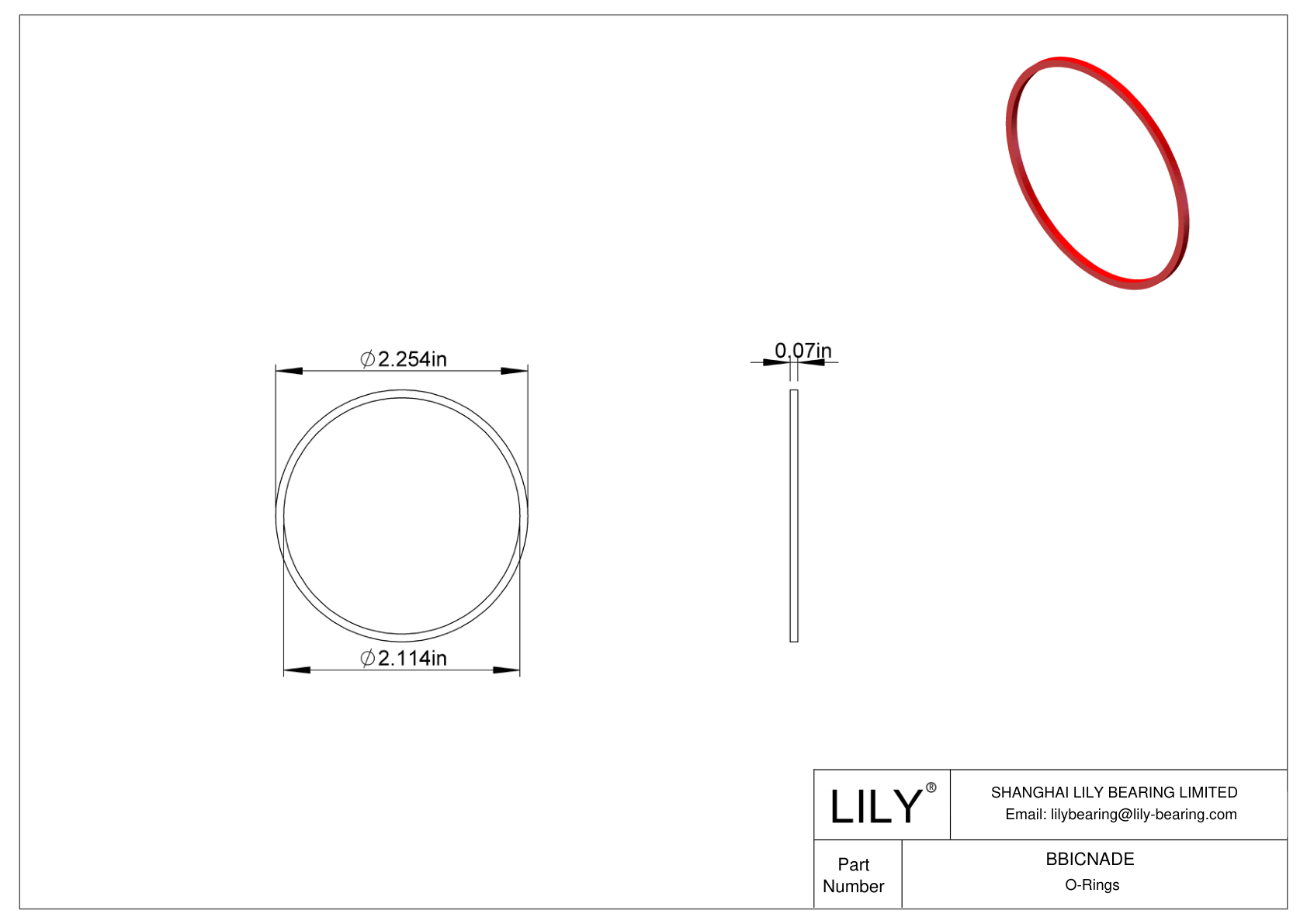 BBICNADE High Temperature O-Rings Square cad drawing