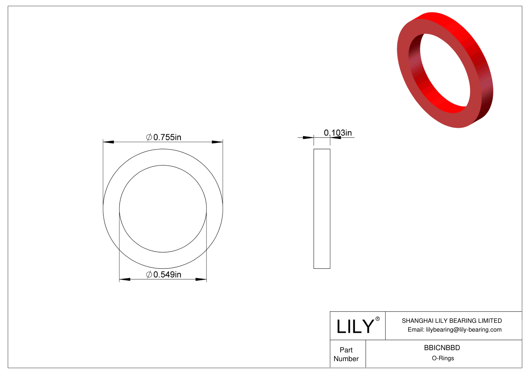 BBICNBBD High Temperature O-Rings Square cad drawing