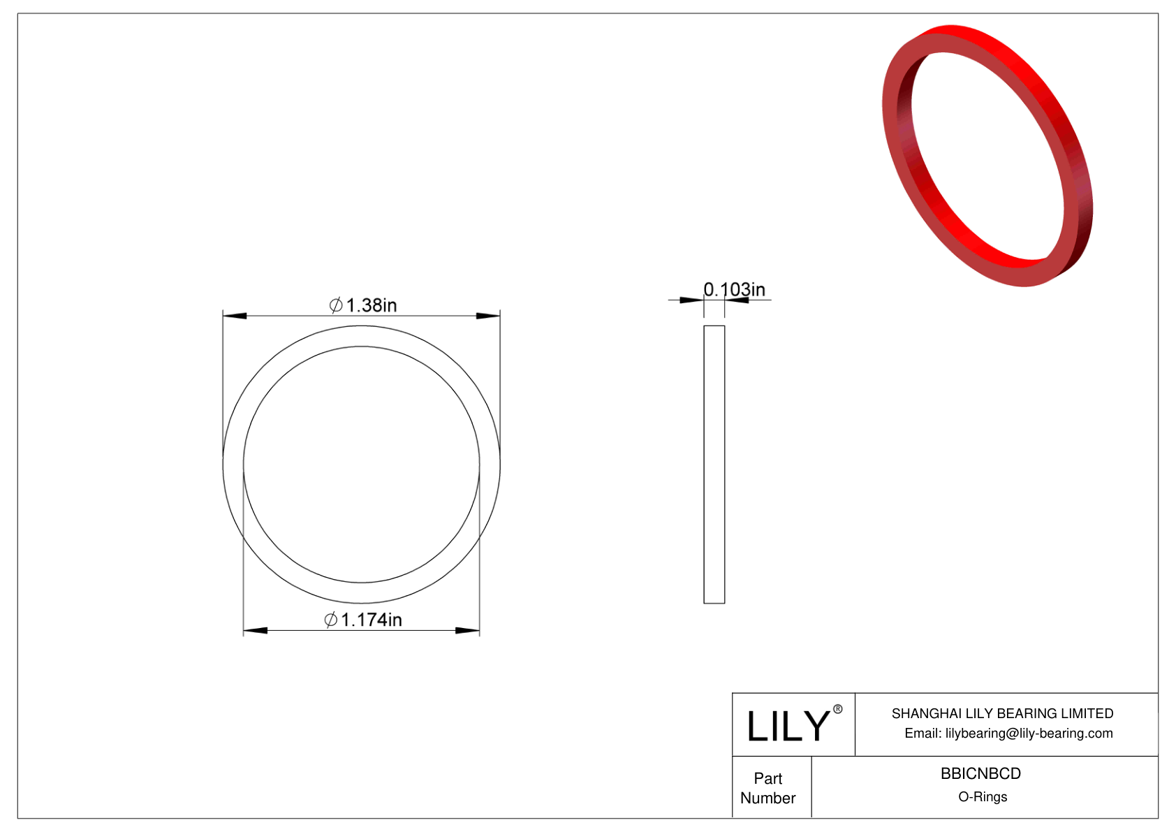 BBICNBCD High Temperature O-Rings Square cad drawing