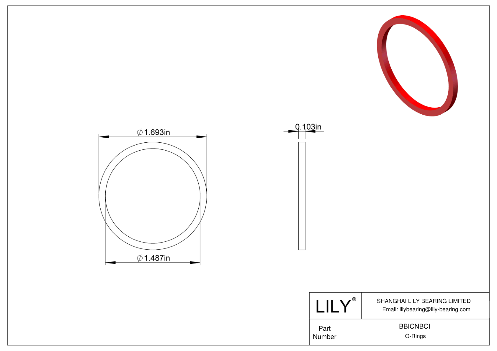 BBICNBCI High Temperature O-Rings Square cad drawing