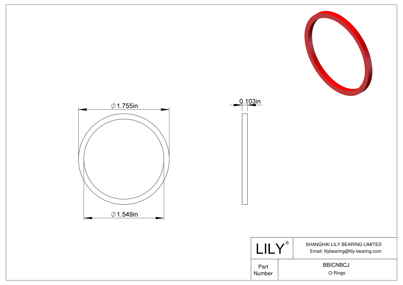 BBICNBCJ High Temperature O-Rings Square cad drawing