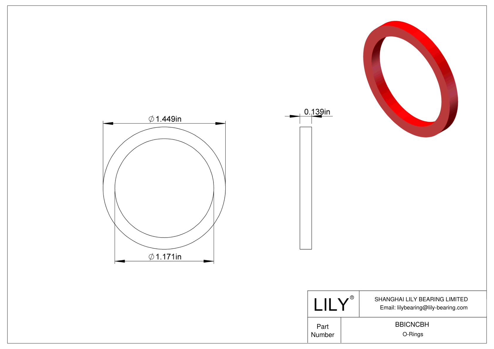 BBICNCBH High Temperature O-Rings Square cad drawing