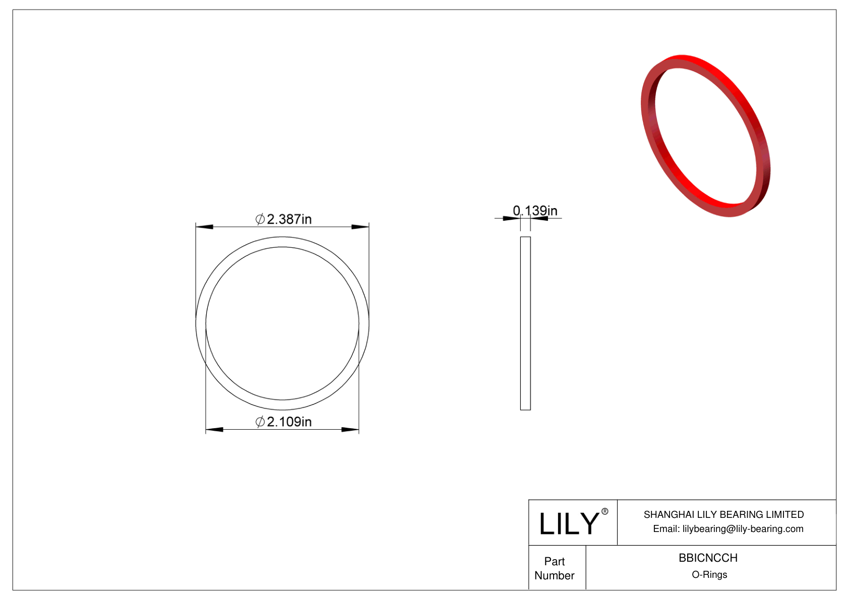 BBICNCCH High Temperature O-Rings Square cad drawing
