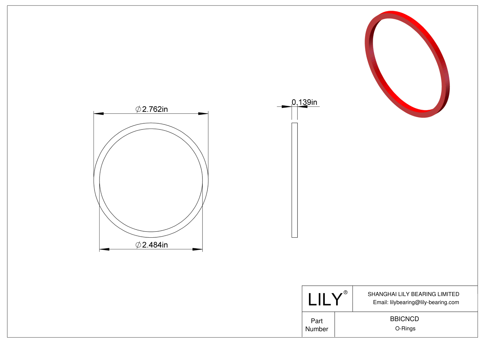 BBICNCD High Temperature O-Rings Square cad drawing