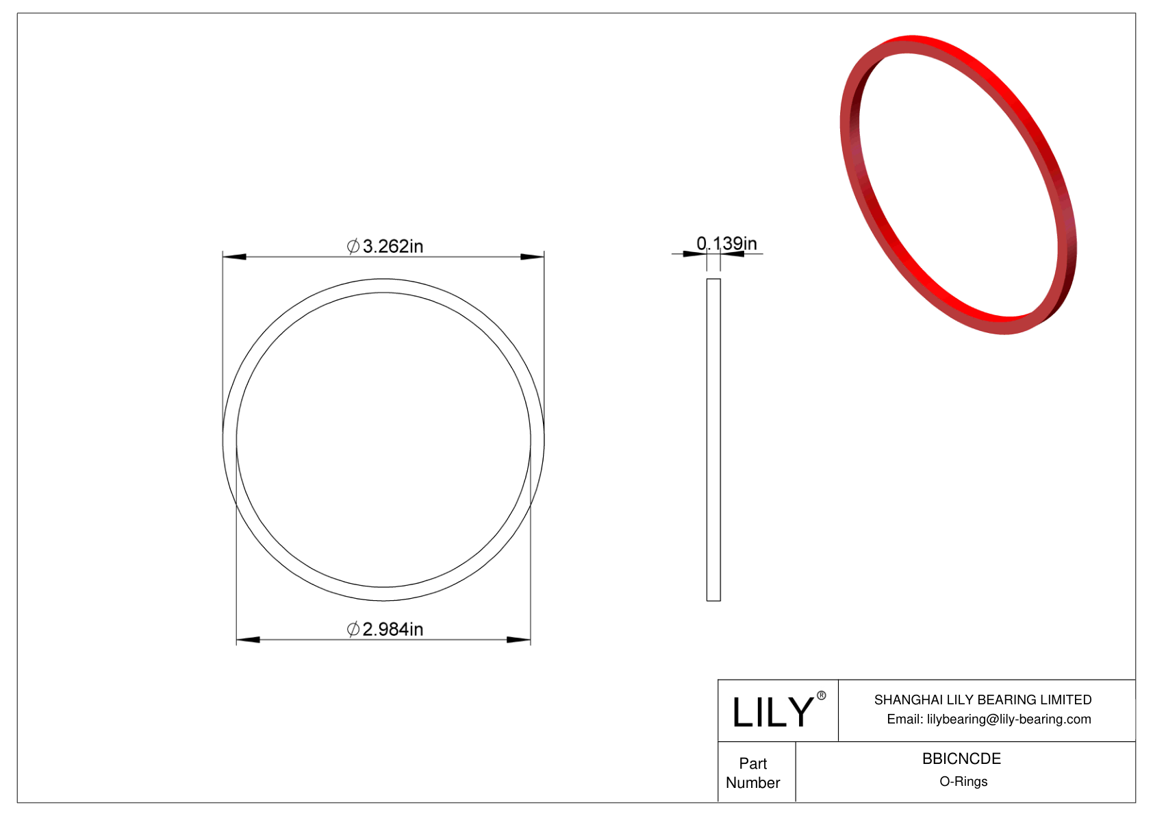 BBICNCDE High Temperature O-Rings Square cad drawing