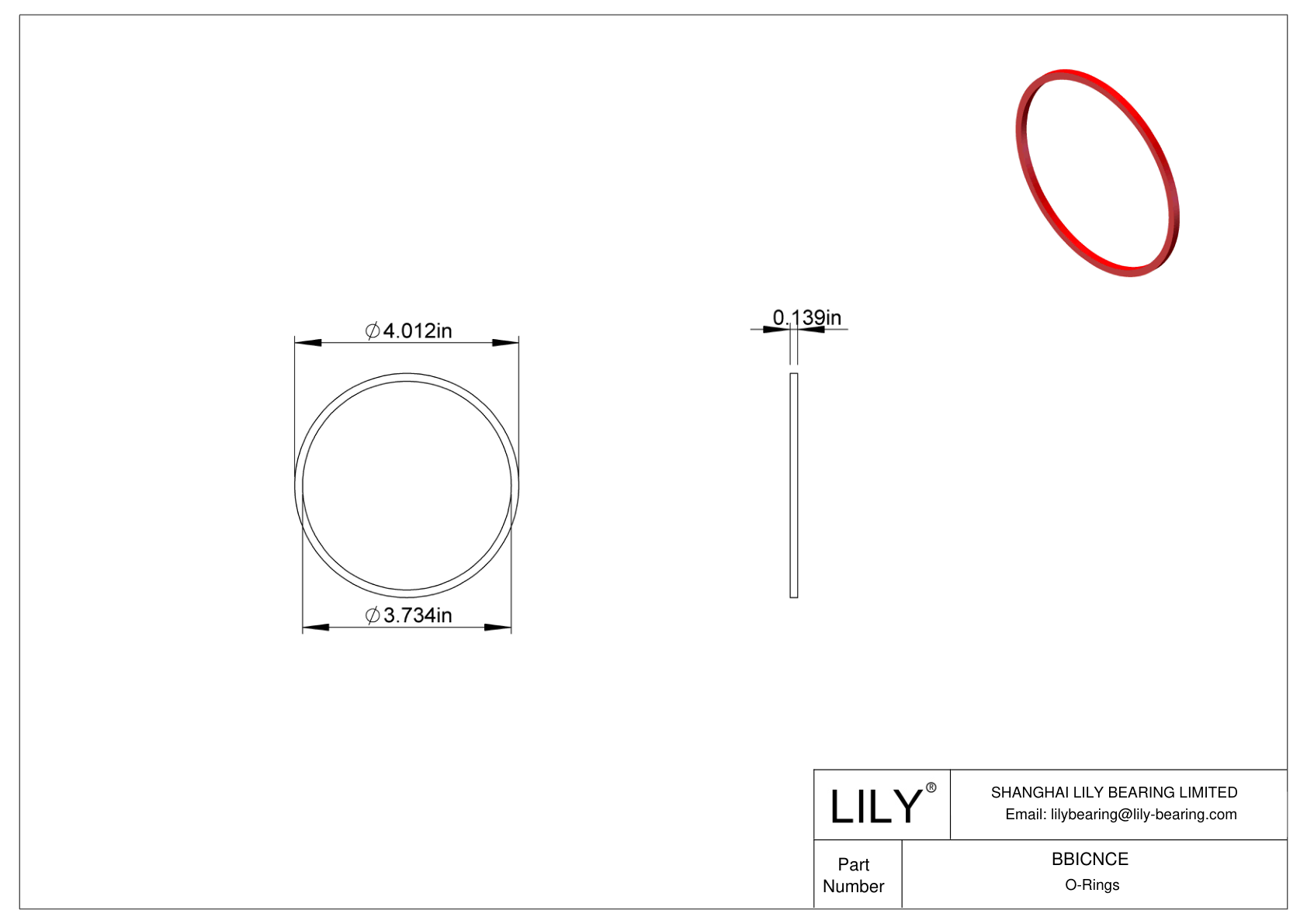 BBICNCE High Temperature O-Rings Square cad drawing