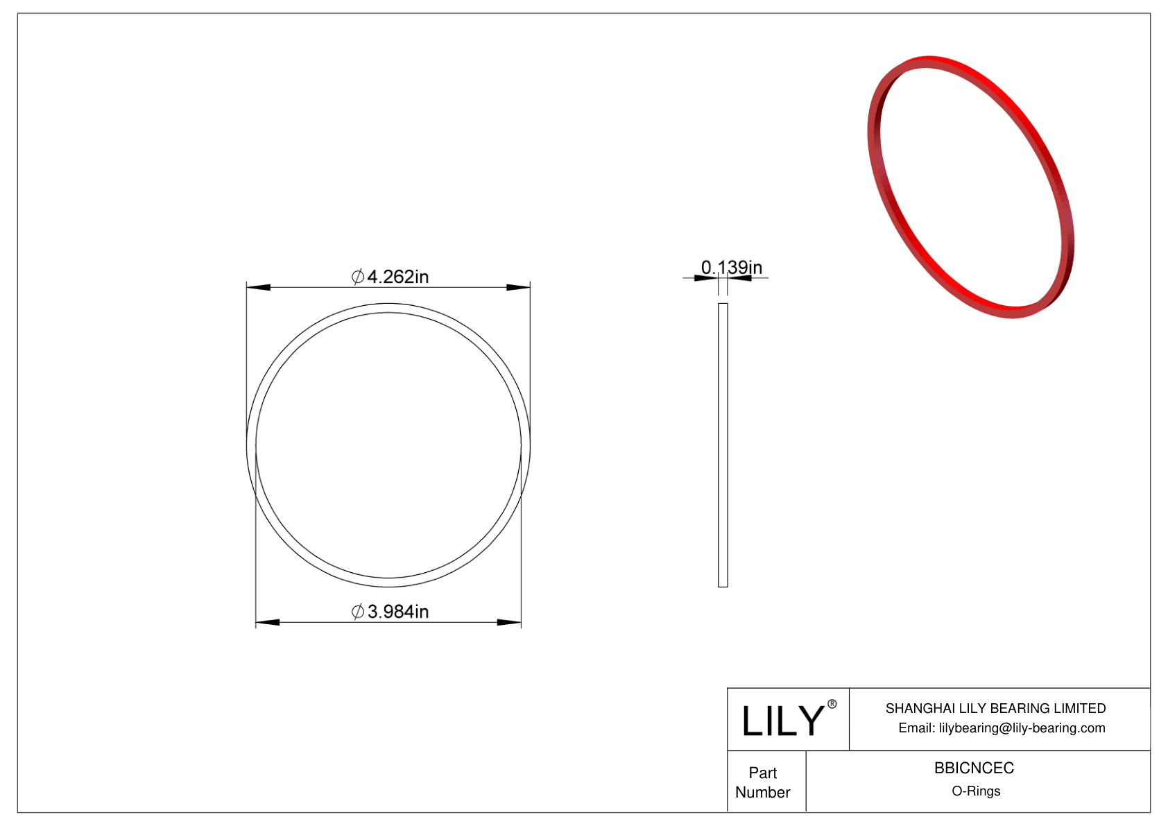 BBICNCEC High Temperature O-Rings Square cad drawing