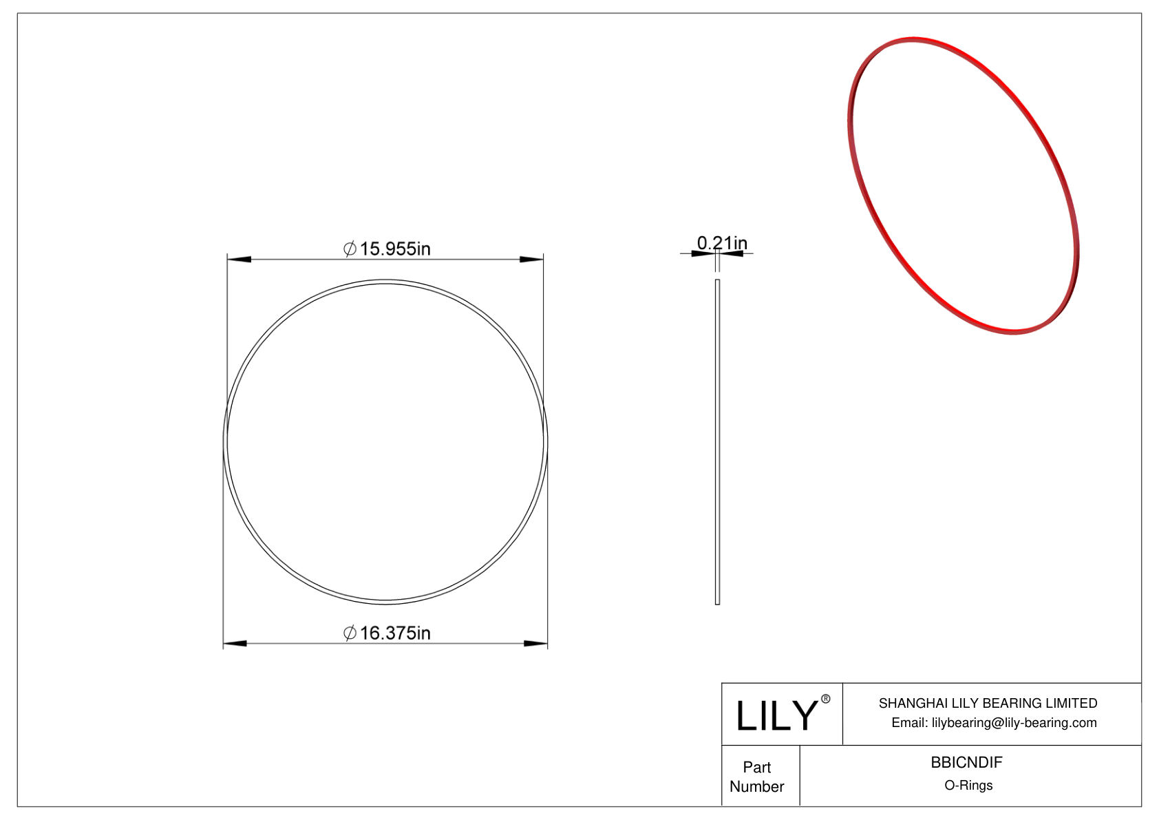 BBICNDIF High Temperature O-Rings Square cad drawing