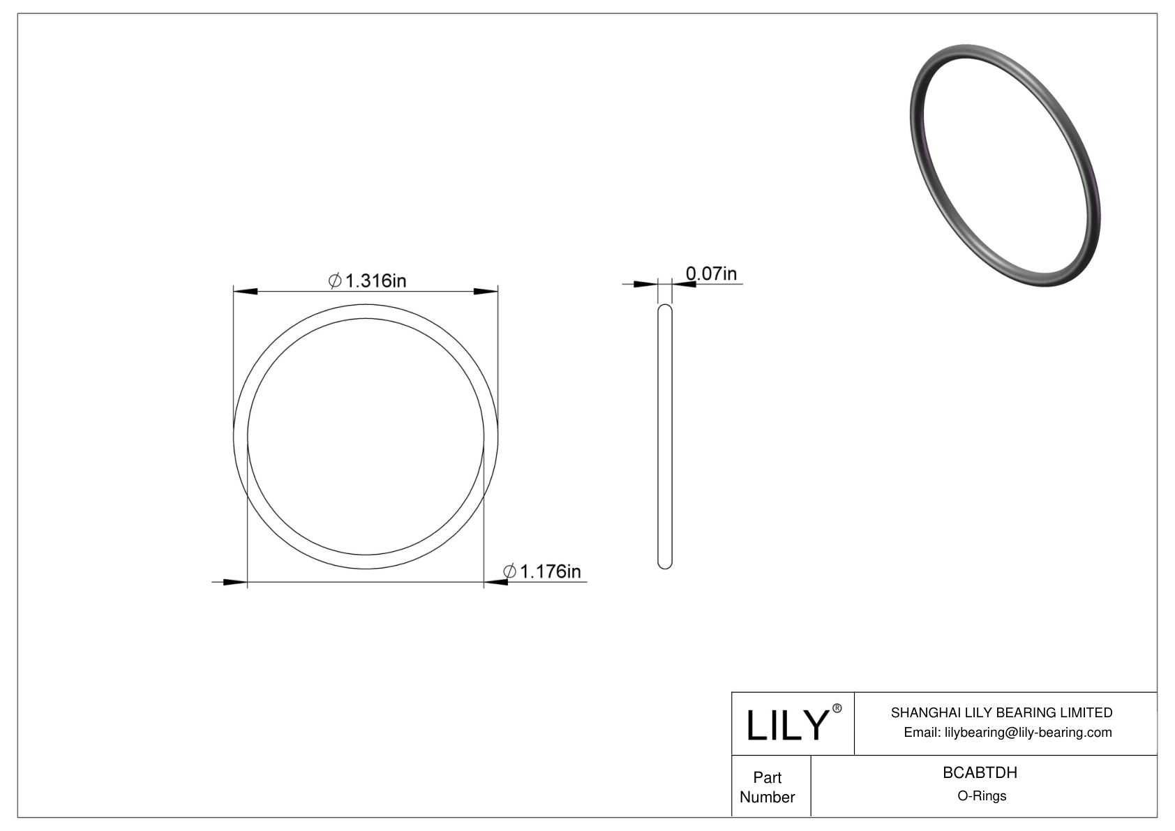 BCABTDH Chemical Resistant O-rings Round cad drawing