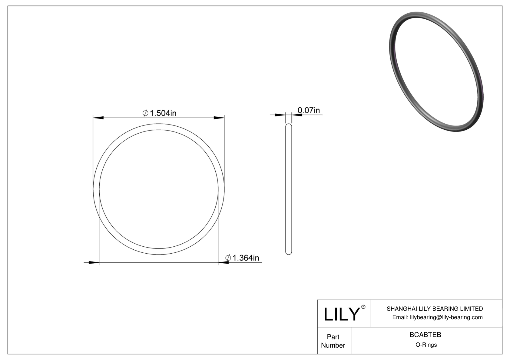 BCABTEB Chemical Resistant O-rings Round cad drawing