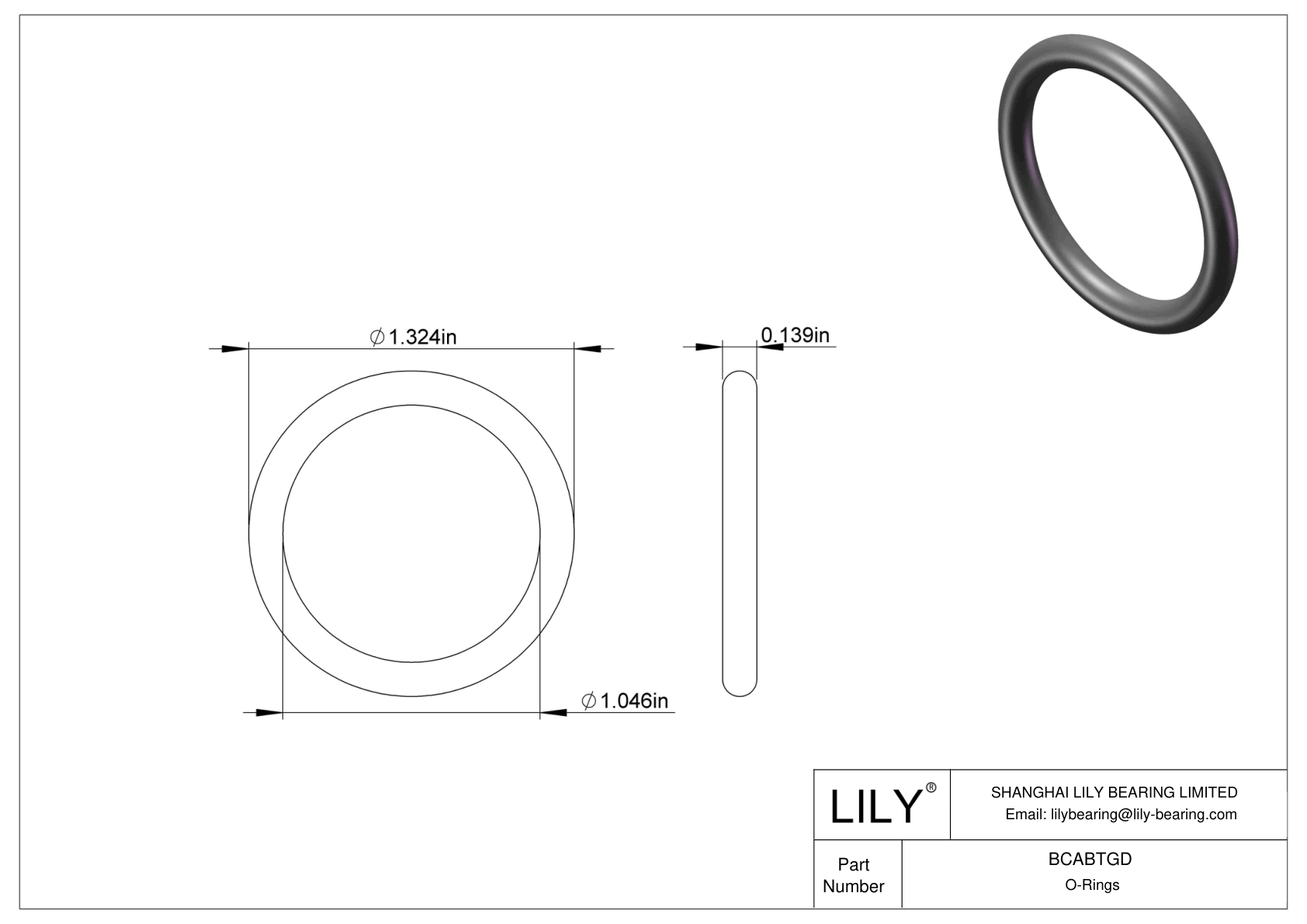 BCABTGD Chemical Resistant O-rings Round cad drawing