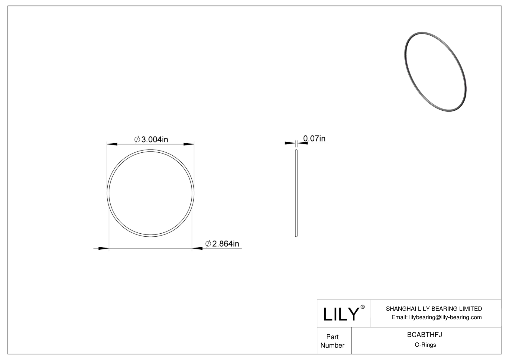 BCABTHFJ Chemical Resistant O-rings Round cad drawing