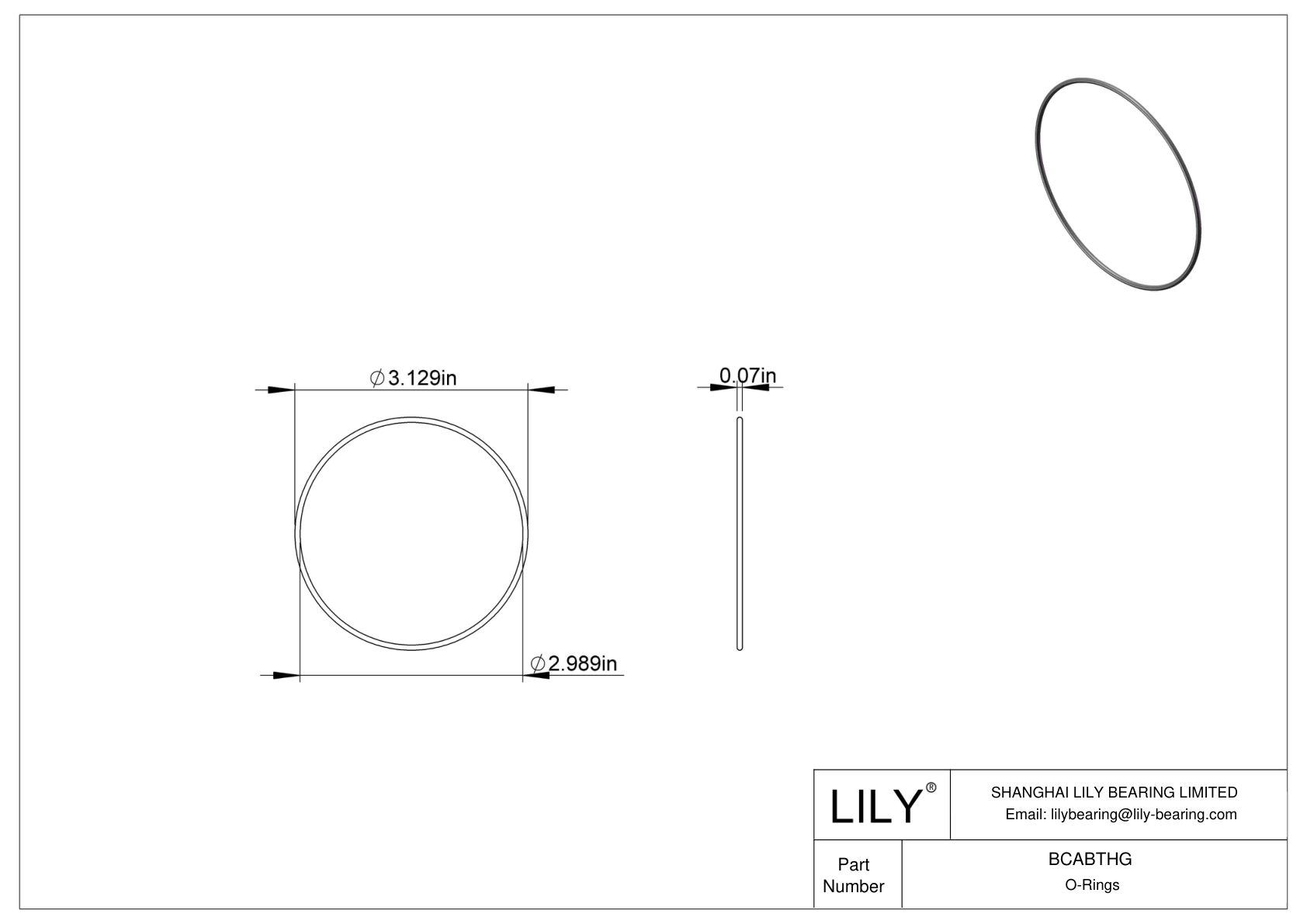 BCABTHG Chemical Resistant O-rings Round cad drawing