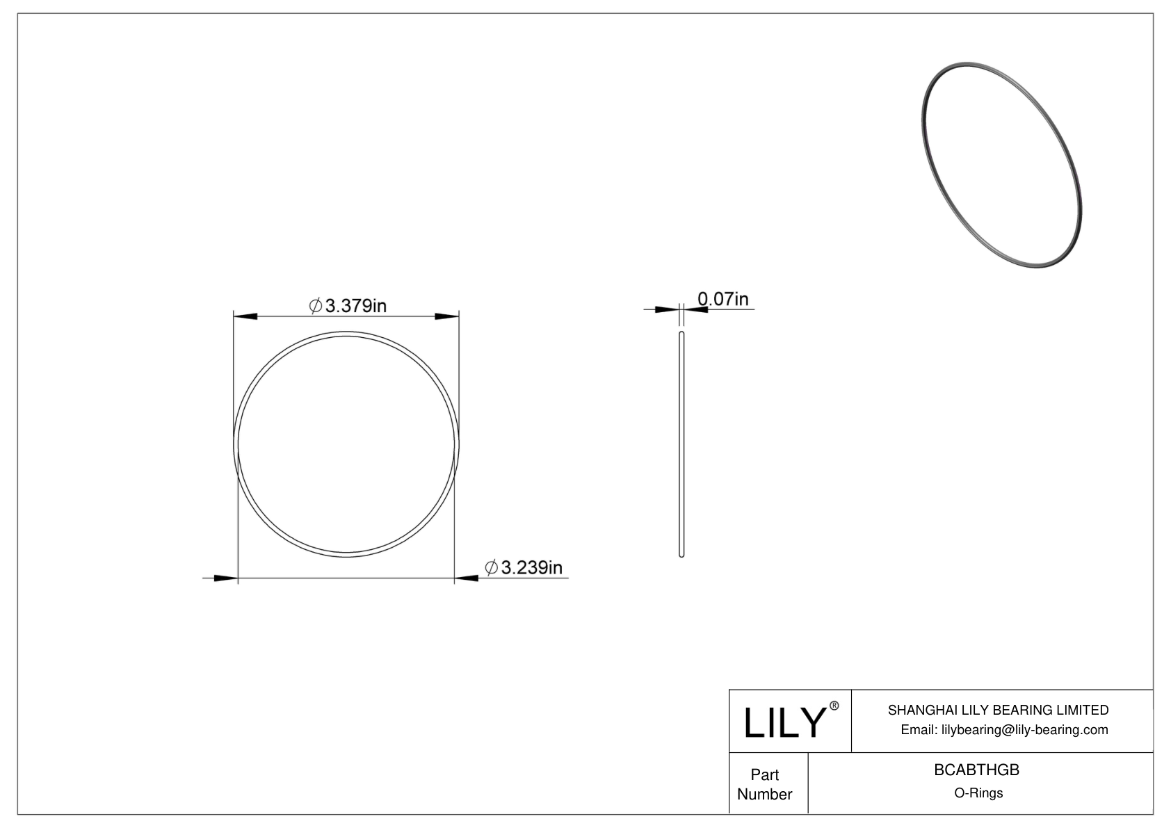BCABTHGB Chemical Resistant O-rings Round cad drawing