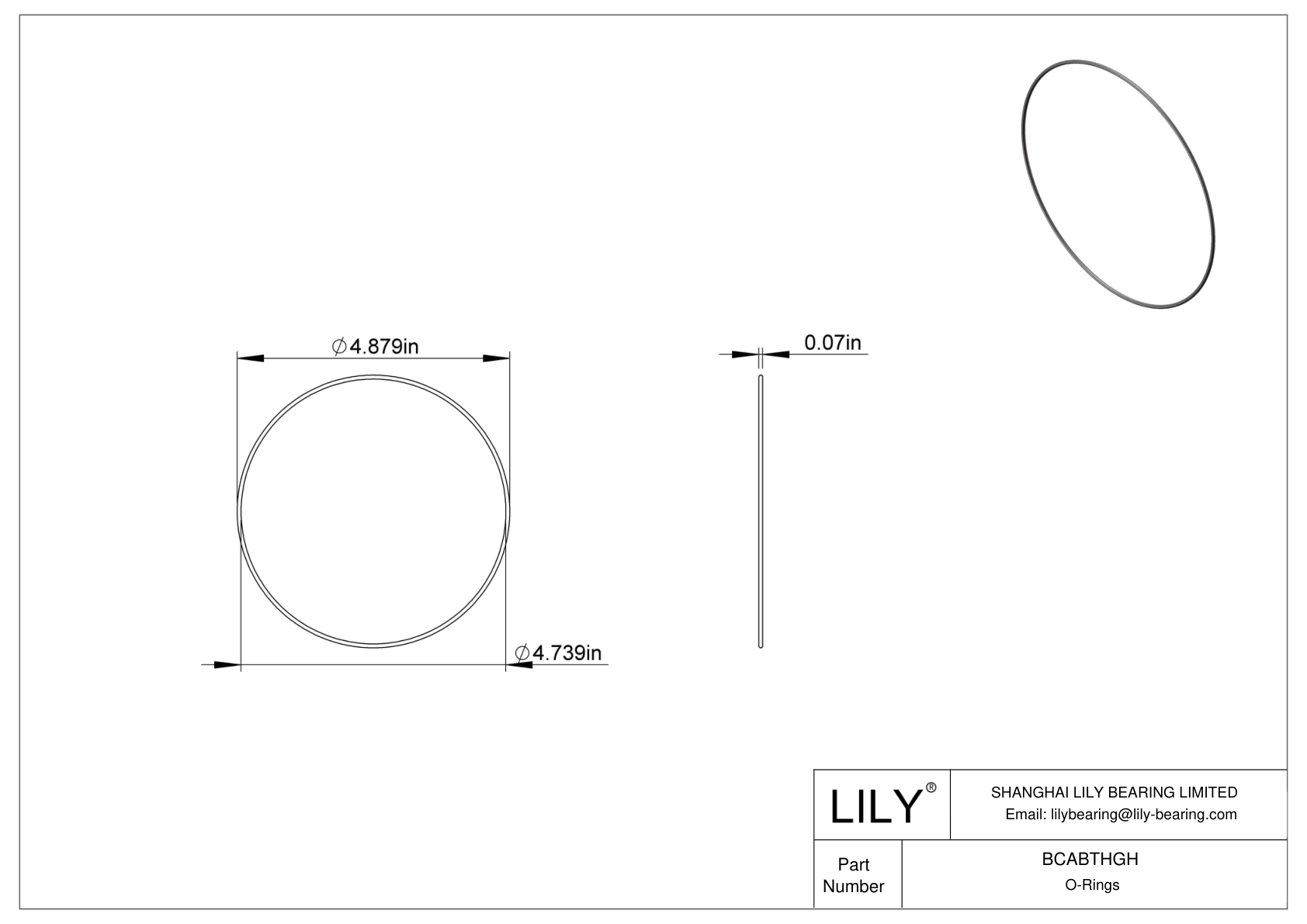BCABTHGH Chemical Resistant O-rings Round cad drawing