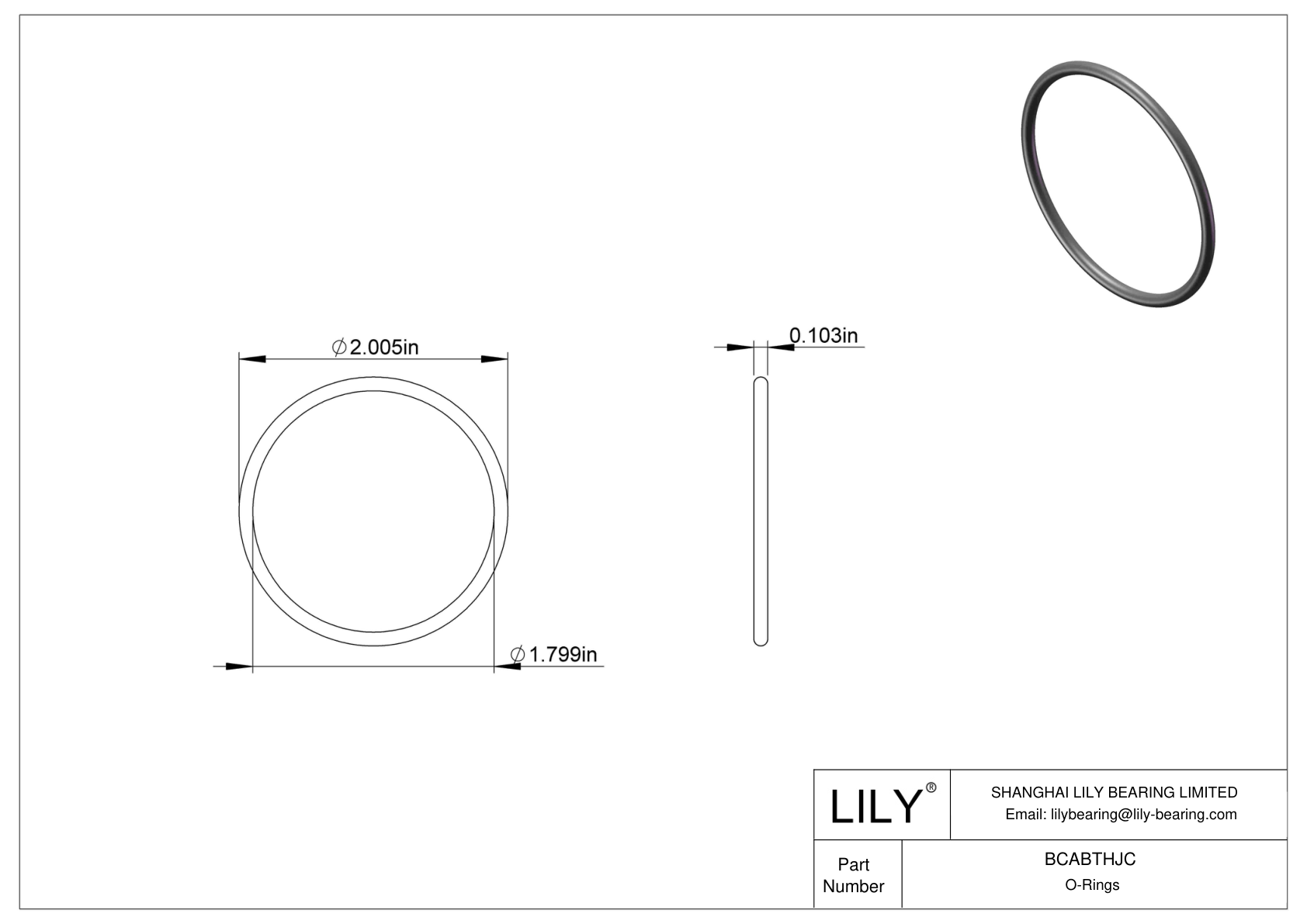 BCABTHJC Chemical Resistant O-rings Round cad drawing