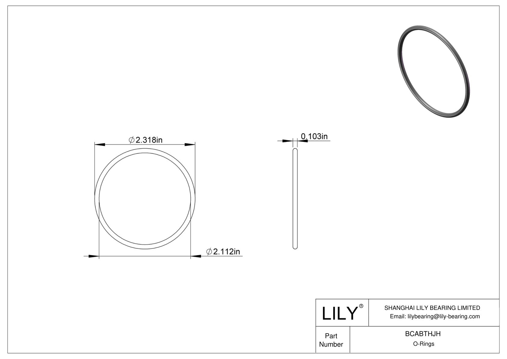 BCABTHJH Chemical Resistant O-rings Round cad drawing