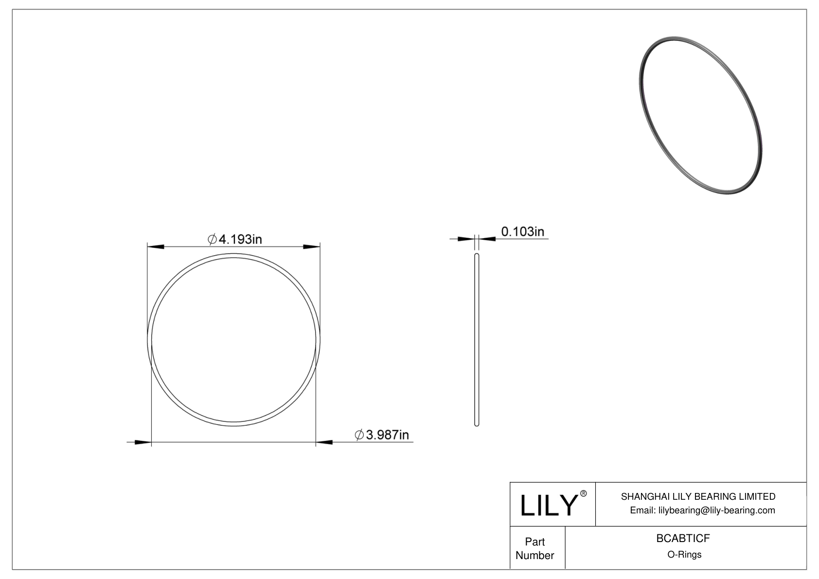 BCABTICF Chemical Resistant O-rings Round cad drawing