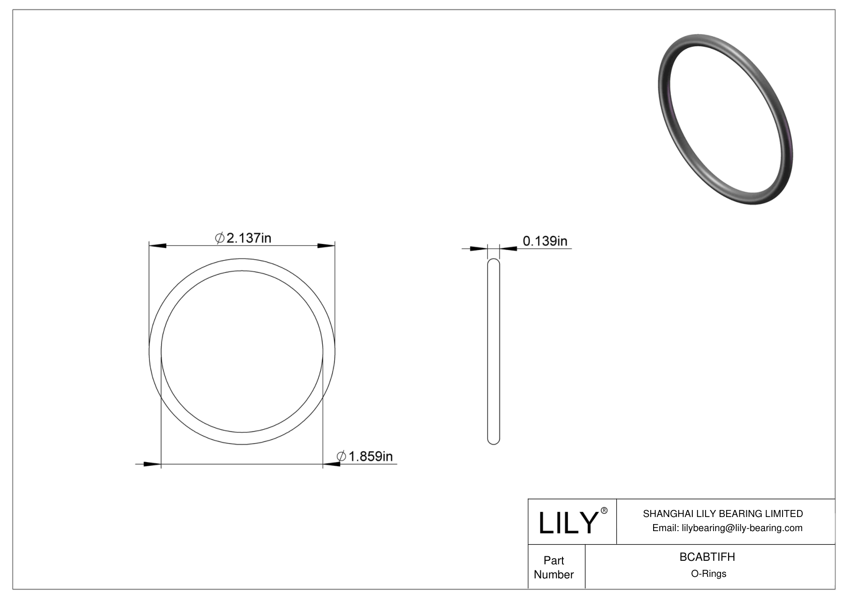 BCABTIFH Chemical Resistant O-rings Round cad drawing