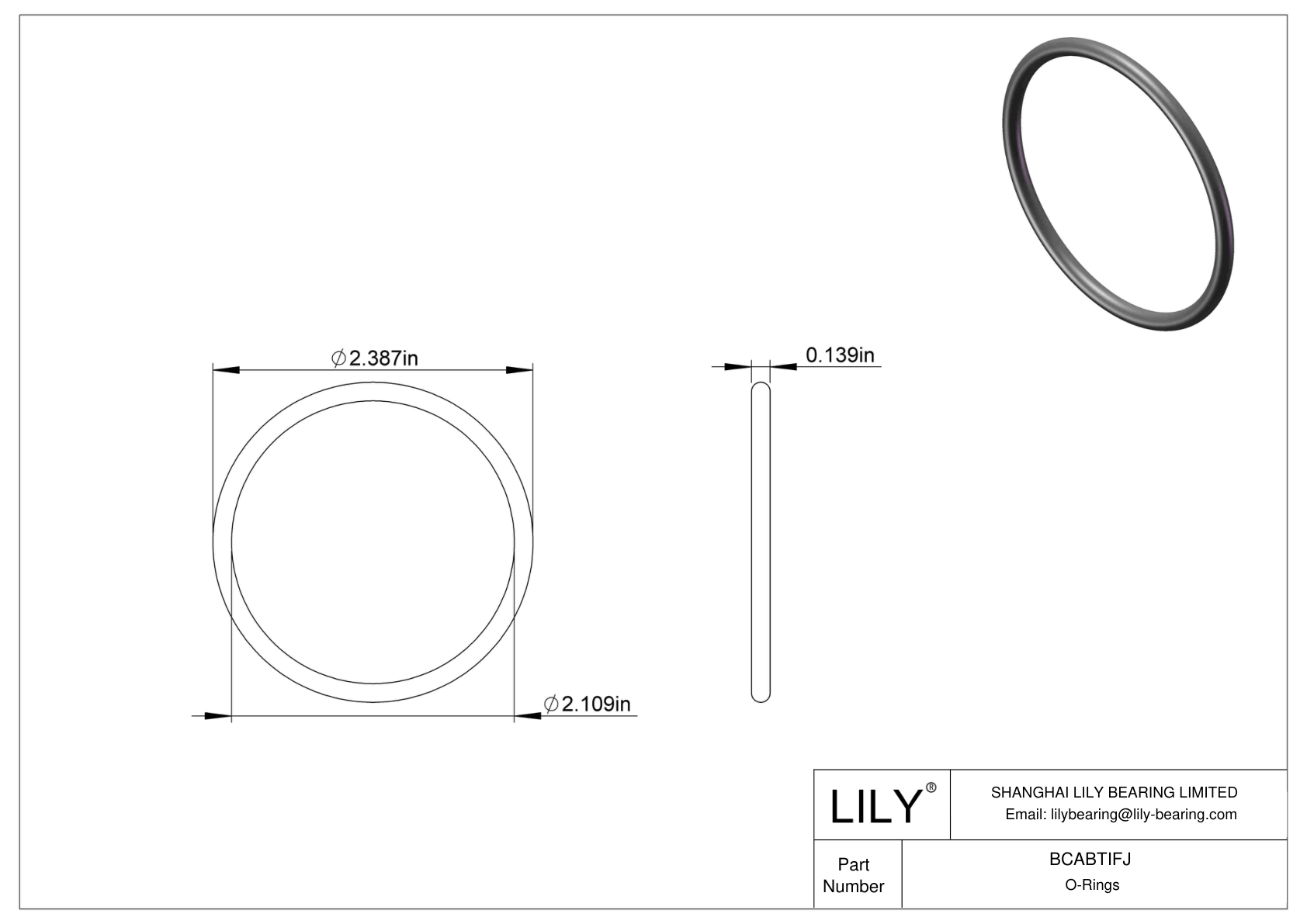 BCABTIFJ Chemical Resistant O-rings Round cad drawing