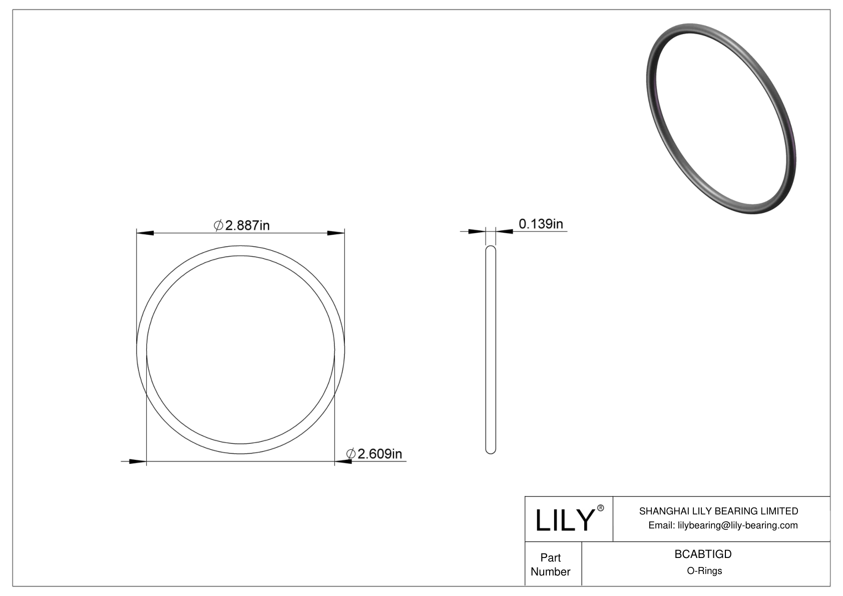 BCABTIGD Chemical Resistant O-rings Round cad drawing