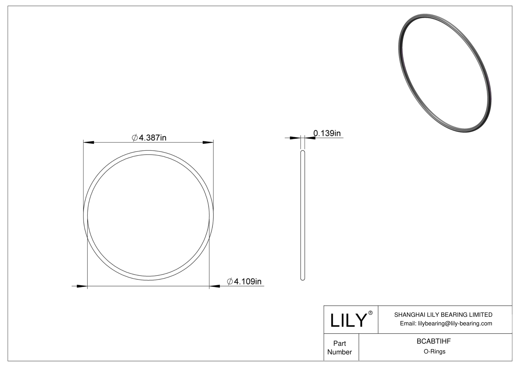BCABTIHF Chemical Resistant O-rings Round cad drawing