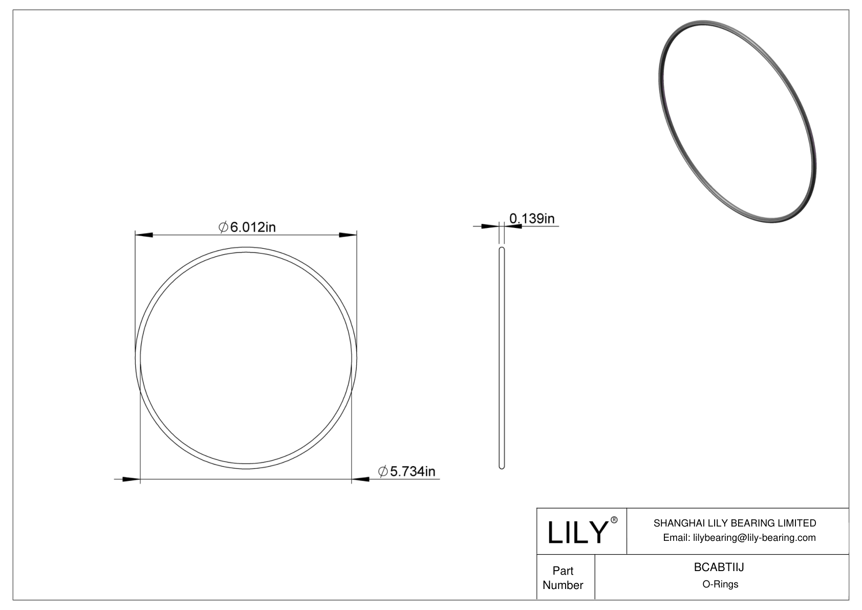 BCABTIIJ Chemical Resistant O-rings Round cad drawing