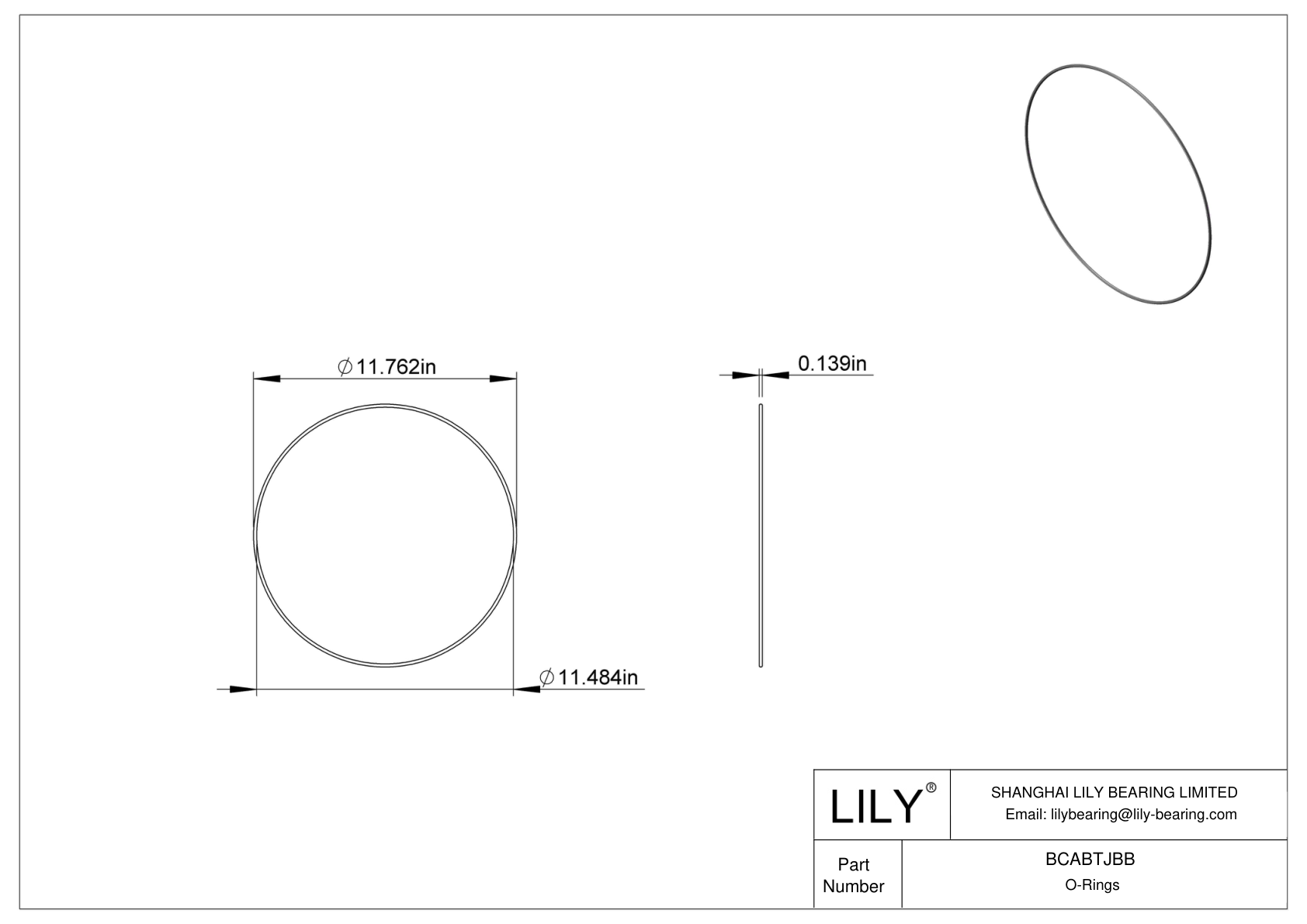 BCABTJBB Chemical Resistant O-rings Round cad drawing